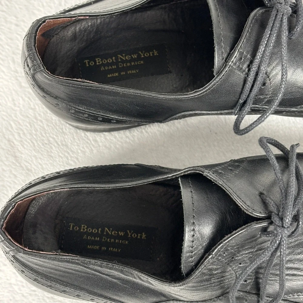 To Boot New York Adam Derrick Black Leather Wingtip Oxford Dress Shoes 13‎ Italy